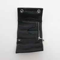 Chrome Hearts 3 fold Wallet Leather Black × Silver Cross button