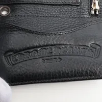 Chrome Hearts 3 fold Wallet Leather Black × Silver Cross button