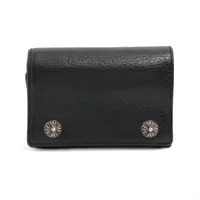 小物 chrome hearts 3 fold Chrome Hearts 3 fold Wallet Leather Black × Silver Cross button