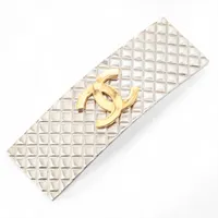 シャネル ココマーク マトラッセ 98P バレッタ GP シルバー×ゴールド