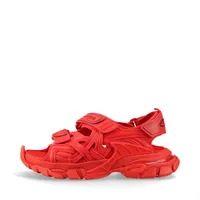 バレンシアガ トラック フェイクレザー サンダル 24.5cm レディース レッド 617543 ロゴ ベルクロストラップ インソールのロゴ剥がれ