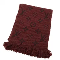 ヴィトン 413287 エシャルプ ロゴマニア マフラー ウール×シルク ブラウン