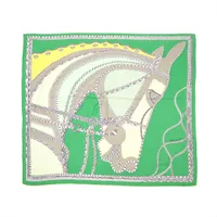 エルメス カレジェアン ROBE DU SOIR ローブデュソワール ストール カシミヤ×シルク グリーン