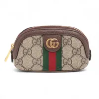 グッチ GGスプリーム 625707 PVC×レザー ポーチ ベージュ