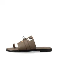 エルメス ケリードールピクト ヴォーエプソン サンダル 43 メンズ グレー 242953Z  ジョーク 保存袋付 金具カバー付 箱付