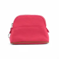 エルメス ボリードポーチミニミニ キャンバス ポーチ ピンク×オレンジ シルバー金具 紙タグ付き