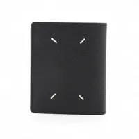 メゾンマルジェラ 4ステッチ レザー コンパクトウォレット ブラック