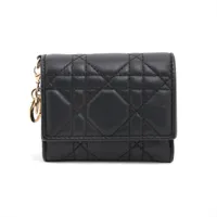 ディオール カナージュ レディディオールロータスウォレット ラムスキン コンパクトウォレット ブラック