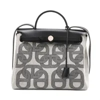 エルメス エールバッグジップPM トワルアッシュxヴァッシュハンター グレーxブラック シルバー金具 刻印不鮮明