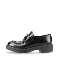 プラダ チョコレート レザー ローファー 37 レディース ブラック トライアングルロゴ 右足ビス欠品