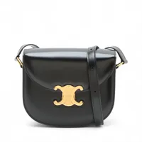 セリーヌ トリオンフ ブザス レザー ショルダーバッグ ブラック