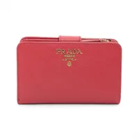 プラダ サフィアーノ レザー コンパクトウォレット レッド
