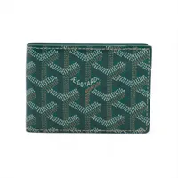 ゴヤール ヘリンボーン インサート ヴィクトワール PVC×レザー カードケース グリーン