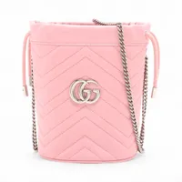 グッチ GGマーモント レザー チェーンショルダーバッグ ピンク 575163