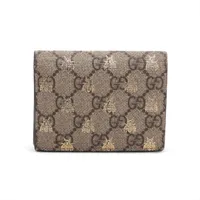 グッチ GGスプリーム ビー 508757 PVC×レザー コンパクトウォレット ベージュ×ブラック