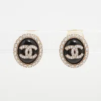 シャネル ココマーク B20A イヤリング(両耳用) GP×ラインストーン ゴールド×ブラック