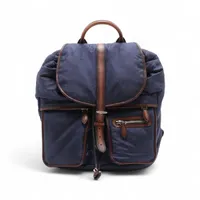 ベルルッティ スクリット ナイロンxレザー バックパック/リュック ネイビーxブラウン