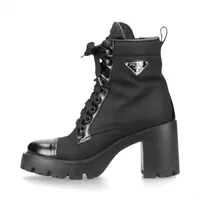 プラダ Re Nylon リ ナイロン ナイロン ショートブーツ 36 1/2 レディース ブラック 239 トライアングルロゴ 箱有 保存袋付 ヨゴレ有 シワ有 スレ有