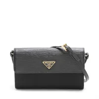 プラダ テスート レザーxナイロン ショルダーウォレット ブラック 1MT437 無記名ギャラ