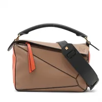 ロエベ パズルバッグ スモール レザー 2WAYハンドバッグ ブラウンxオレンジ