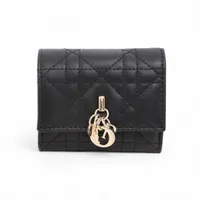 ディオール カナージュ レディディオールロータスウォレット ラムスキン コンパクトウォレット ブラック