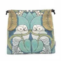 ロエベ ドローストリング コットン ポーチ グリーン 巾着 フクロウ