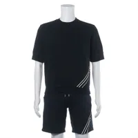 エルメス 24SS コットン セットアップ トップスS/パンツXS メンズ ネイビー  41-5711 ランH 全体的にスレ有 ブランドタグほつれ有