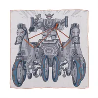 エルメス カレ100 Mega Chariot メガ シャリオ スカーフ カシミヤ×シルク グレー