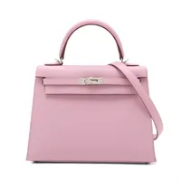 エルメス ケリー25 セリエ ヴォーエプソン モーヴシルベストル シルバー金具 U:2022年