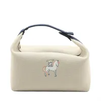 エルメス ブリッド ア ブラック GM キャンバス ベージュxネイビー シルバー金具