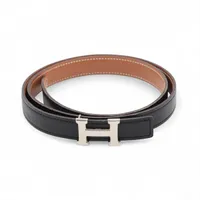 エルメス ミニHベルト □C:1999 ベルト 75 GP×革 シルバー×ブラック