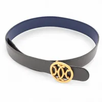 エルメス ダブルH 〇N:1984年 ベルト 70 ボックスカーフ ブルー×グレー