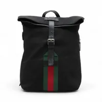 グッチ シェリーライン キャンバスxレザー バックパック/リュック ブラック 337075