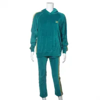 ニードルス コットン×ポリエステル セットアップ L/XS メンズ ターコイズ  0T234/0T235 ベロア トラック 裏地スレ 毛玉あり