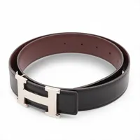 エルメス Hベルト □D:2000年 ベルト 75 ボックスカーフ×ヴォーエプソン ブラック×ブラウン