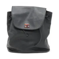 シャネル ココマーク キャビアスキン リュック べっ甲 ブラック ゴールド金具 5番台