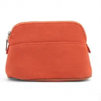 エルメス ボリードポーチ20 コットン ポーチ オレンジ シルバー金具