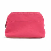 エルメス ボリードポーチ25 キャンバス ポーチ ピンク シルバー金具