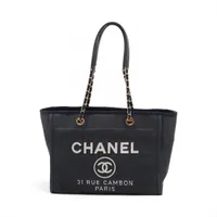 シャネル ドーヴィルMM デニム チェーントートバッグ ブルー ゴールド金具 18番台