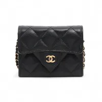 シャネル マトラッセ キャビアスキン コインケース ショルダーストラップ ブラック ゴールド金具 ランダムシリアル AP0238