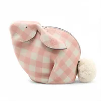 ロエベ バニーミニ レザー ショルダーポーチ ピンク×ホワイト 付属ショルダーストラップ付き