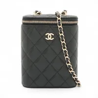 シャネル ミニマトラッセ キャビアスキン チェーンショルダーバッグ バニティ ブラック ゴールド金具 32番台