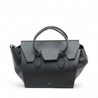 セリーヌ タイ レザー ハンドバッグ ブラック