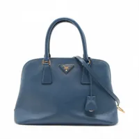 プラダ サフィアーノラクス レザー 2WAYハンドバッグ ネイビー BL0837