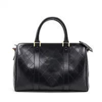 シャネル ビコローレ ラムスキン ボストンバッグ ブラック ゴールド金具