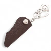 メゾンマルジェラ ロゴ キーリング レザー×メタル ブラウン SA2UA0008