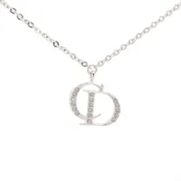 ディオール CDロゴ ネックレス メタル×ラインストーン シルバー