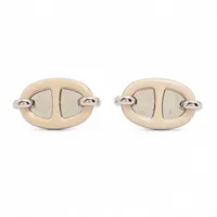 エルメス ミニマイヨン ピアス(両耳用) GP シルバー×ホワイト