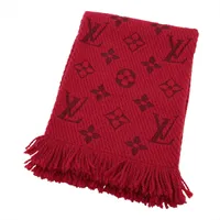 ヴィトン 413287 エシャルプ ロゴマニア マフラー ウール×シルク レッド