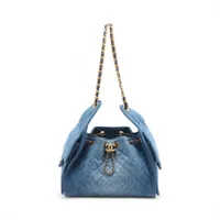 シャネル シャネル25 スモール デニム チェーンショルダーバッグ ブルー ゴールド金具 ランダムプレート AS5293